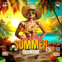 Floral Summer Beach Party Poster Flyer Instagram Post template