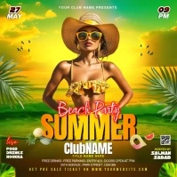 Floral Summer Beach Party Video Ads Flyer Instagram Post template
