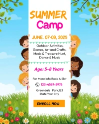 Floral Summer Camp Kids Instagram Portrait template