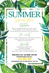 Floral Summer Menu Poster Póster template