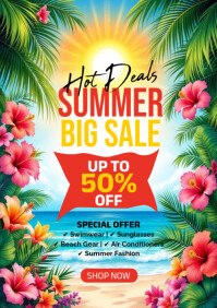 Floral Summer Sale A5 template