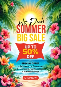 Floral Summer Sale A5 template