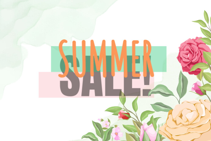 floral summer sale banner template Label