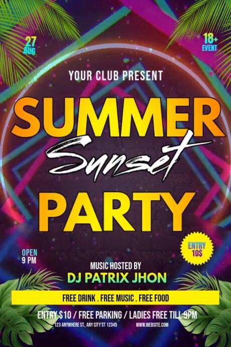 floral summer sunset Party video Iphosta template