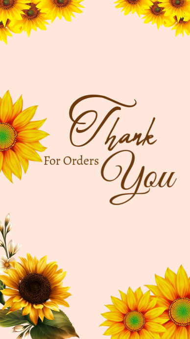 Floral Sunflowers Thank You  Instagram Story template