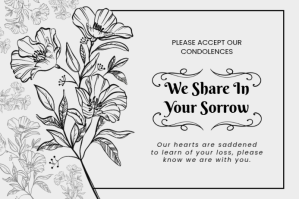 Floral sympathy card Etiket template