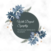 Floral Sympathy Condolences Card  Square (1:1 template