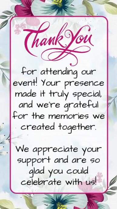 Floral Thank You Card Reel do Instagram template