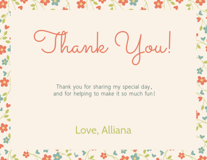 Floral Thank You Card Template Postermywall