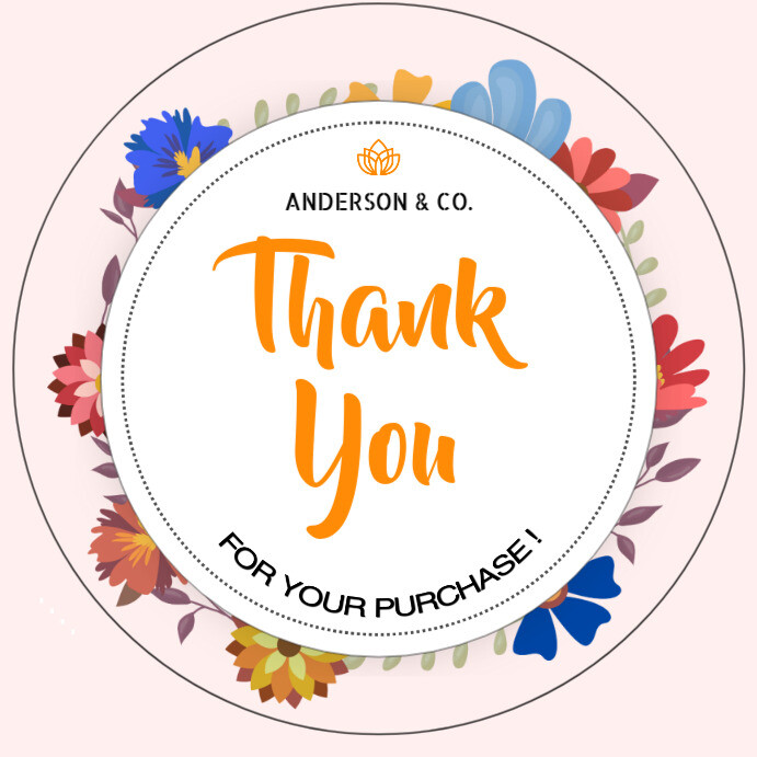 Floral Thank You for Your Purchase Business Card Elegant Typography ...