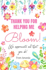 Floral Thank You Gift Tags, editable Floral Thank You Gift Tags free Banner 4' × 6' template