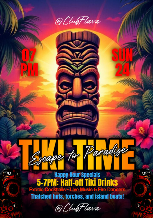 Floral Tiki Bar A5 template
