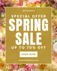 Floral Typographic Special Offer Spring Sale Promotional Discount Instagram Portrait template