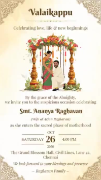 Floral Valaikappu Invitation Card Video Template รีลบน Instagram