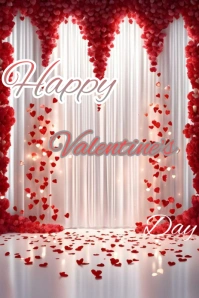 Floral Valentine's Day Background With Red Heart And White Curtains  Pinterest Graphic template