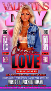 Floral Valentines Day Love Celebration Party Flyer Digital Display (9:16) template