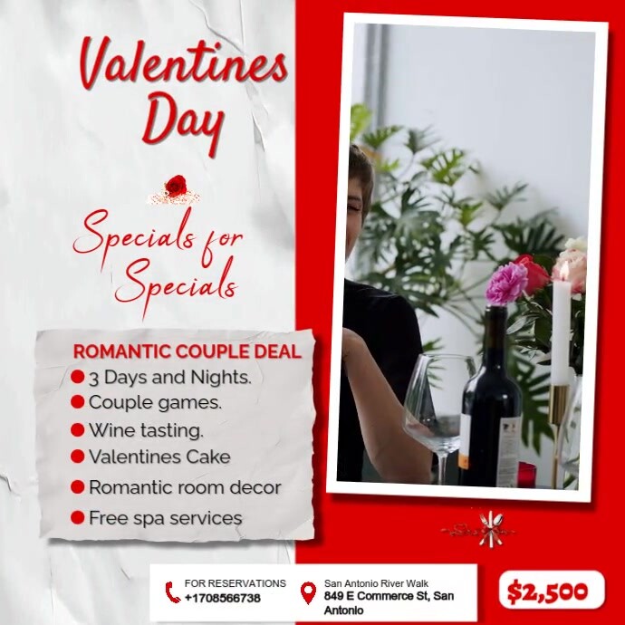 Floral Valentines Dinner Hotel Restaurant Holiday Accomodation Deals Offers 2025 For Couple Date And Instagram Post template