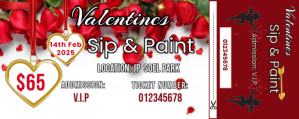 White Floral Valentines Event Ticket With Stub Flyer Transparent na Twitch Template