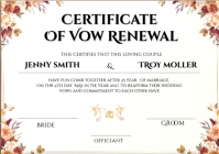 White Vow Renewal Certificate A4 Template