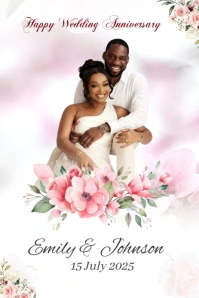 Floral wedding anniversary flyer Pinterest Graphic template