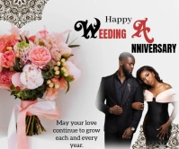Floral Wedding Anniversary Online Design Flyer/template Large Rectangle Grote rechthoek