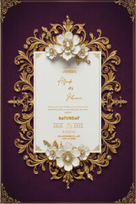 Floral Wedding Card | Wedding Invitation Card  Poster Affiche template