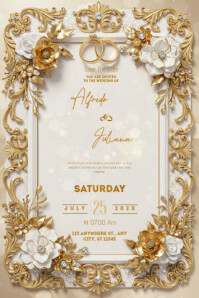 Floral Wedding Card | Wedding Invitation Card Poster template