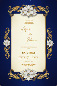 Floral Wedding Card | Wedding Invitation Card Poster template