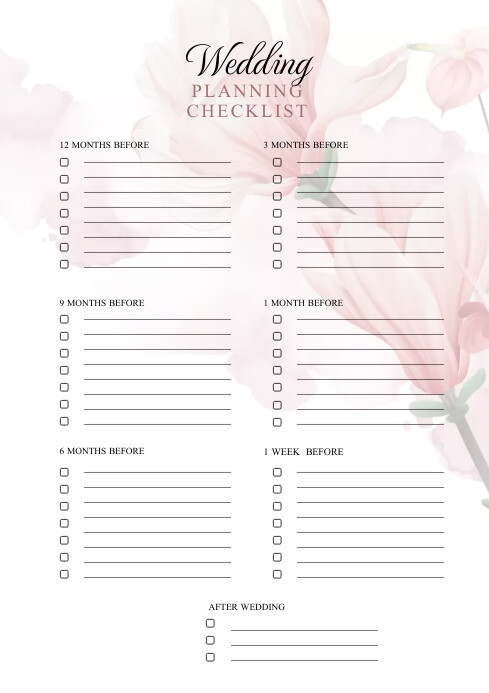 Floral Wedding Checklist Planner Template | PosterMyWall