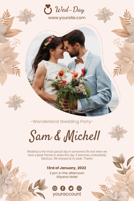 Floral wedding couple poster template | PosterMyWall