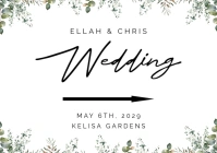 Floral Wedding Direction Sign A1 template