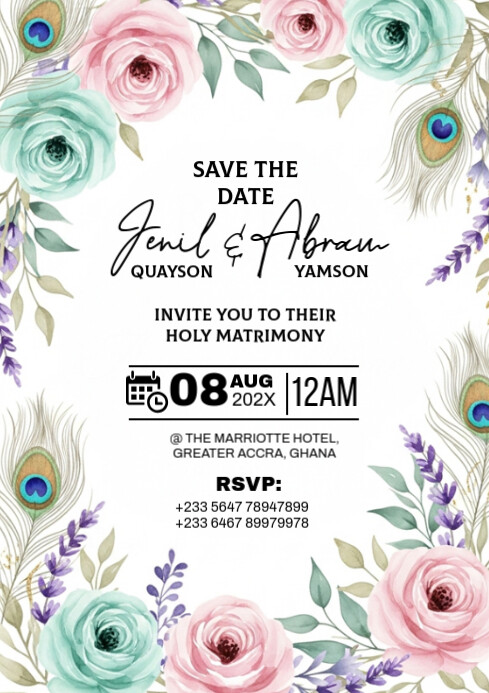 Floral Wedding Invitation A4 template