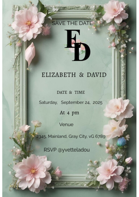 Floral Wedding invitation A4 template