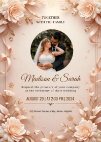 Floral Wedding Invitation A6 template