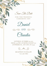 Floral Wedding Invitation A6 template