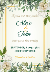 Floral Wedding Invitation Card Flyer A3 template