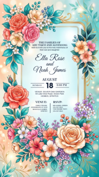 Floral Wedding Invitation Instagram Story template