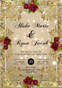 floral Wedding Invitation Template A5