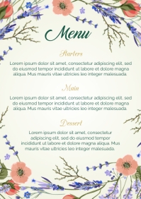 Floral Wedding Menu Card Template A3