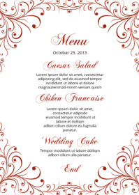Floral Wedding Menu Flyer A6 template