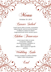 Floral Wedding Menu Flyer A6 template