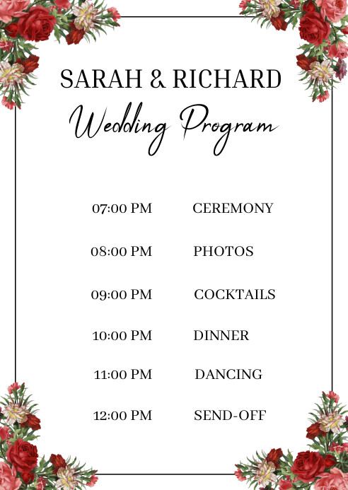 Event Program Flor Samples Floral Wedding Program Template | PosterMyWall