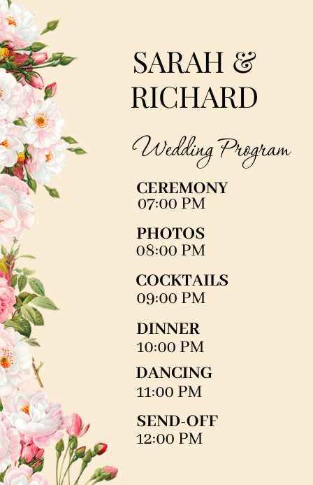 Wedding Program Examples One Page Wedding Program Cover Page Designs