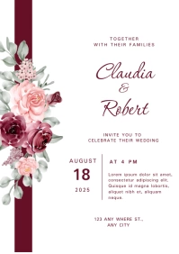 Floral wedding sign botanical A5 template