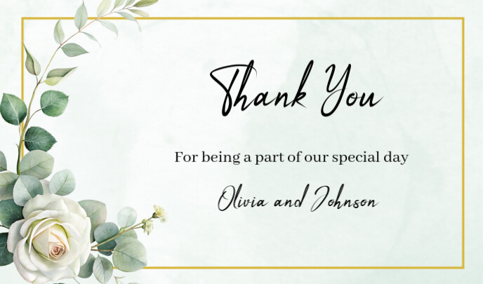 Floral Wedding Thank you card Etykietka doczepna template