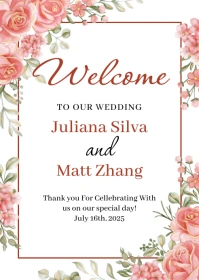 Floral Wedding Welcome Sign A6 template
