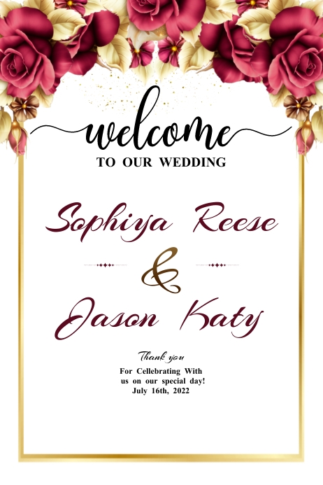 Floral Wedding Welcome Sign Poster template