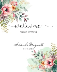 Floral Wedding Welcome Sign Poster/Wallboard template