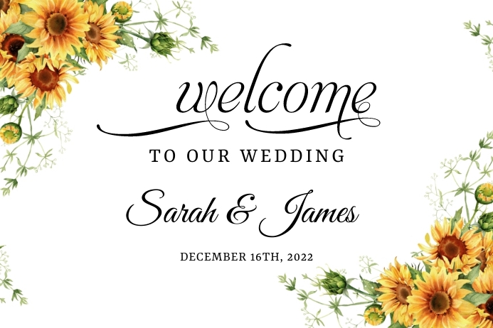 Floral Wedding Welcome Sign 海报 template