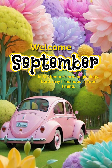 Floral Welcome September Banner 4' × 6' Template | PosterMyWall